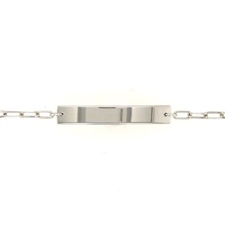20947 14K WHITE GOLD  PAPER CLIP LINK BABY NAME ID BRACELET