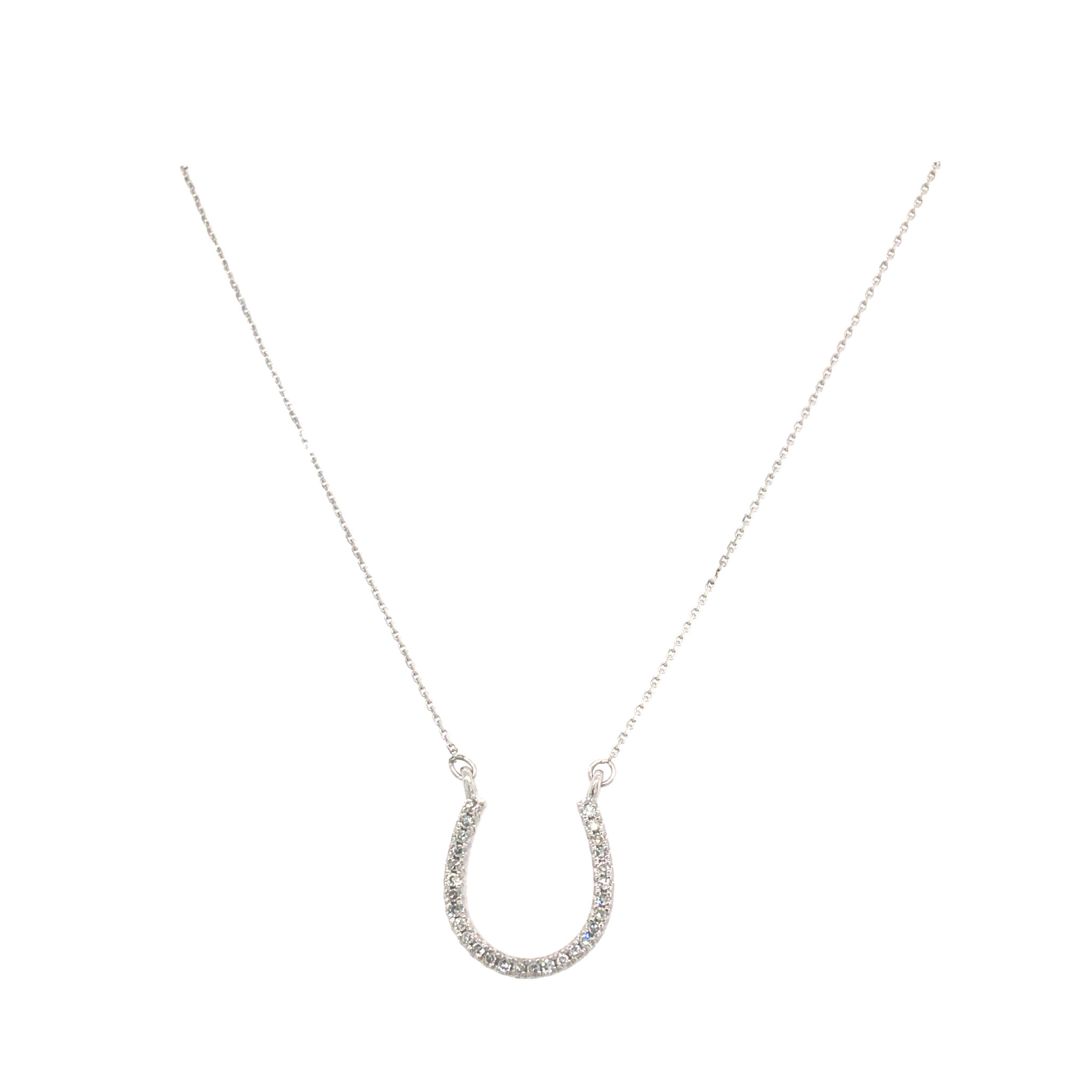 70017 10K WHITE GOLD .10TCW DIAMOND HORSESHOE NECKLACE