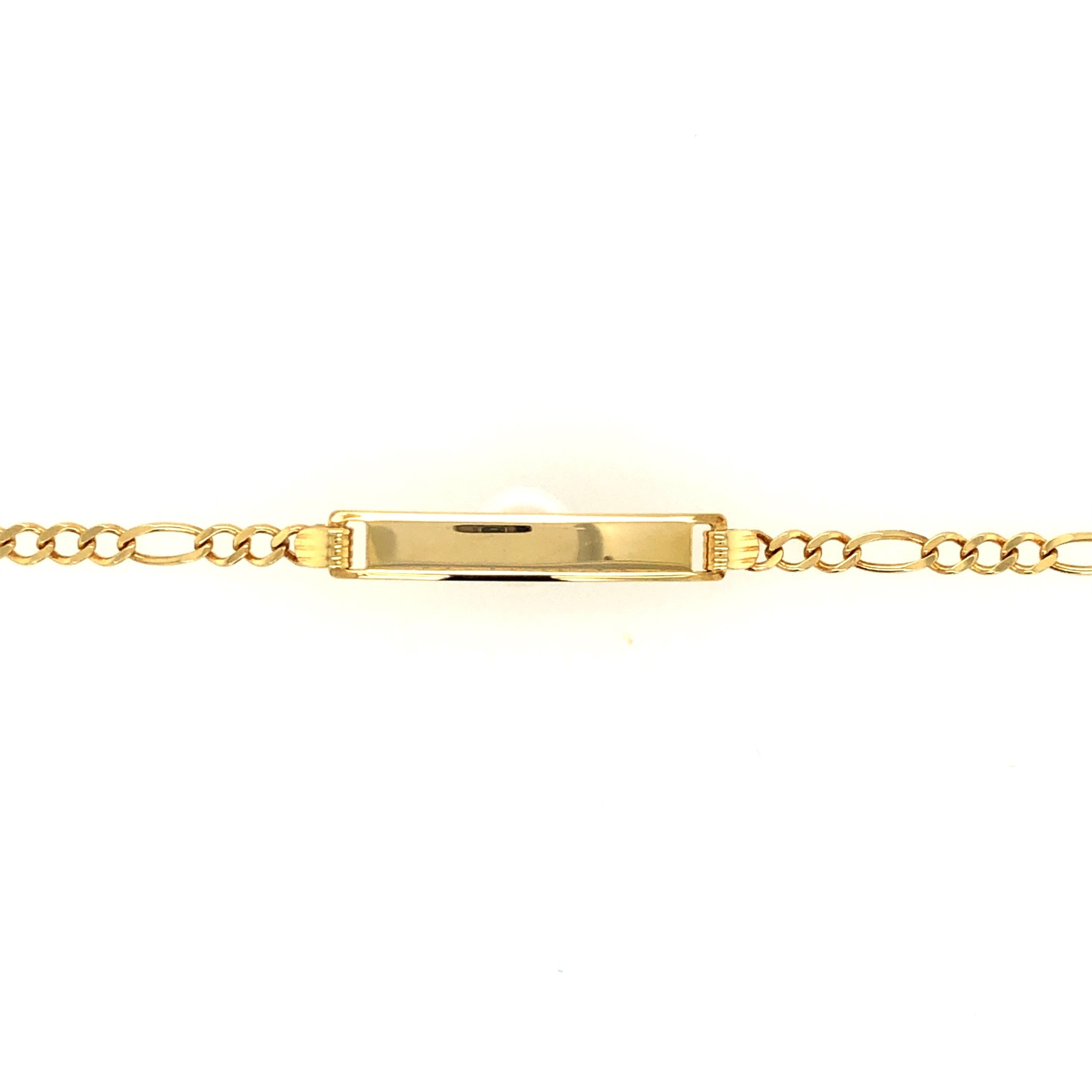 20890 14K YELLOW GOLD FIGARO BABY NAME ID BRACELET