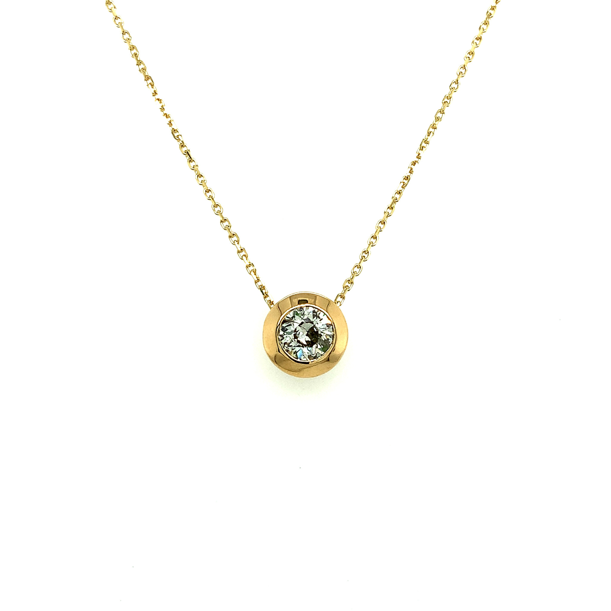 60015 14K YELLOW GOLD .61CT H SI1 DIAMOND BEZEL SET NECKPIECE