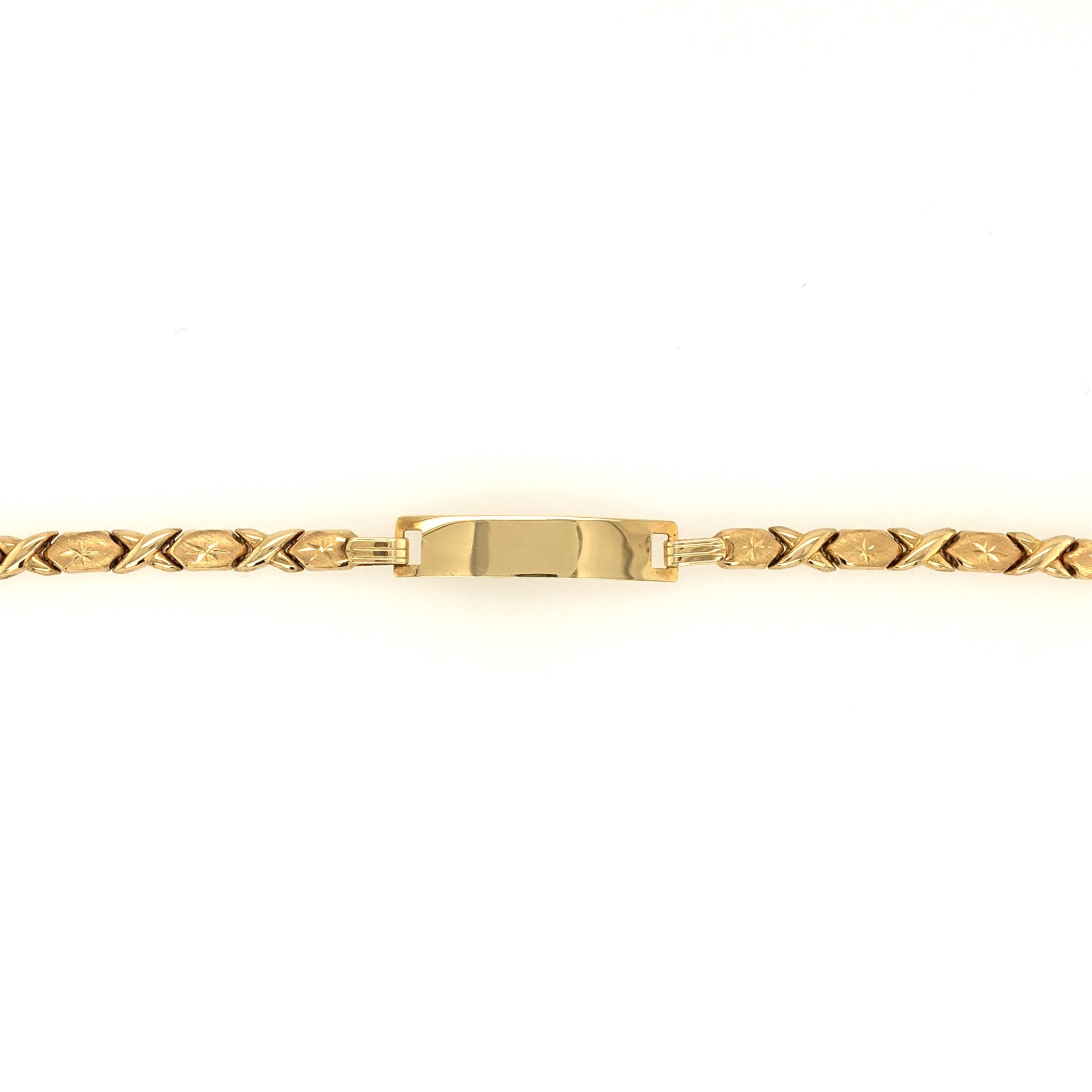 20619 14K YELLOW GOLD SUNBURST BABY NAME ID BRACELET