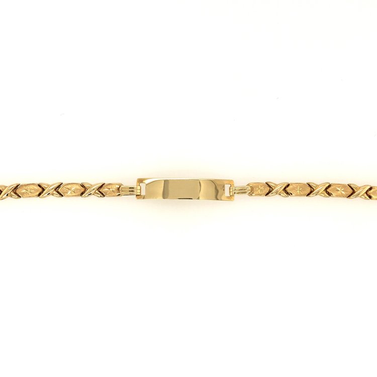 20619 14K YELLOW GOLD SUNBURST BABY NAME ID BRACELET