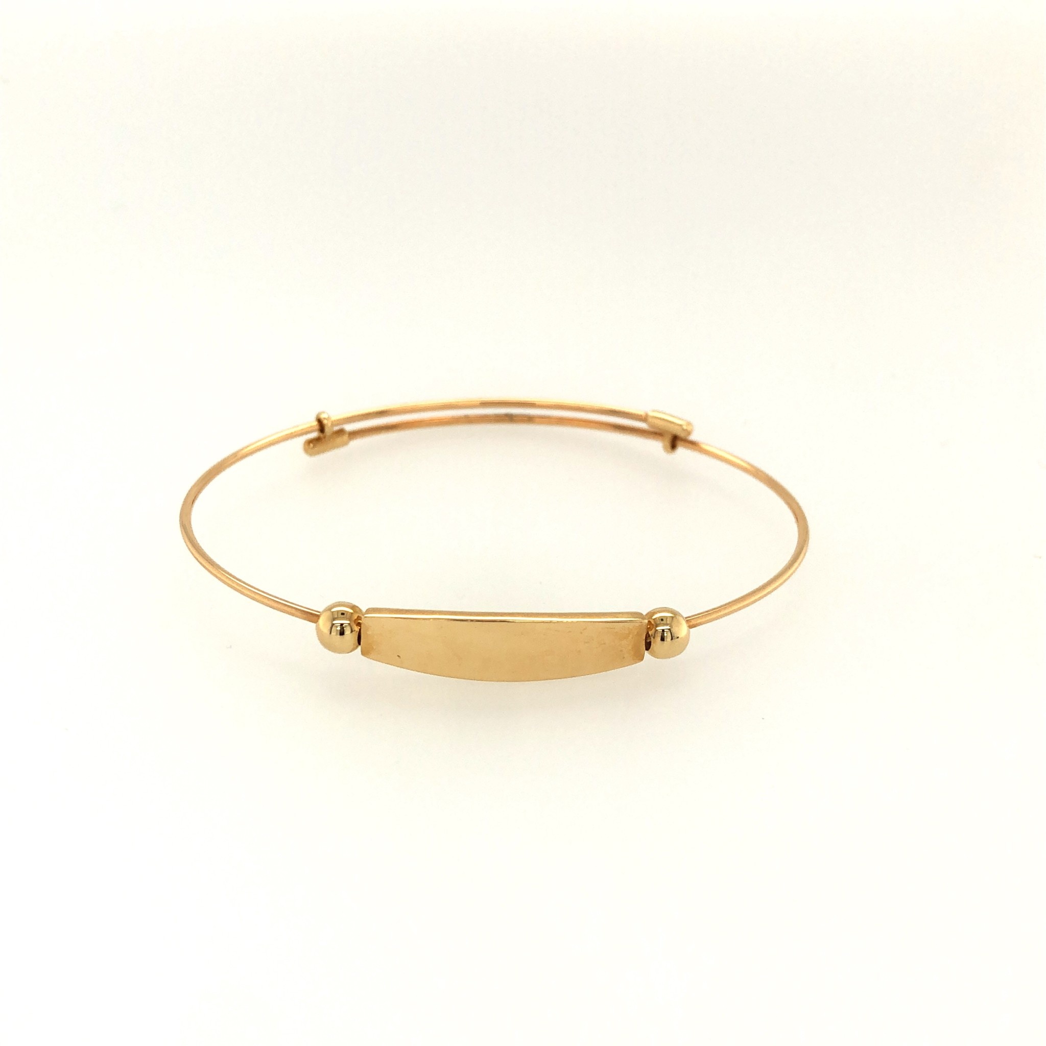 20939 14K YELLOW GOLD BABY NAME ID PLATE BANGLE