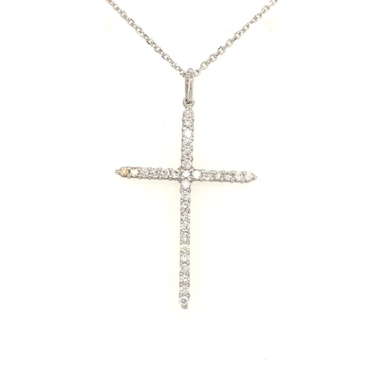 70111 14K WHITE GOLD 1" .30TCW DIAMOND COMMON PRONG CROSS SET