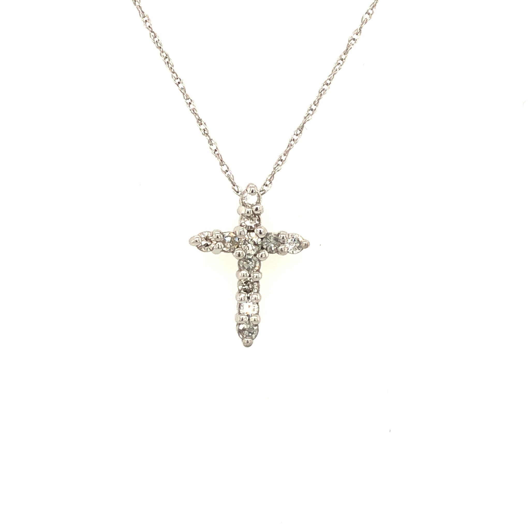 70025 14K WHITE GOLD .23TCW DIAMOND COMMON PRONG CROSS SET