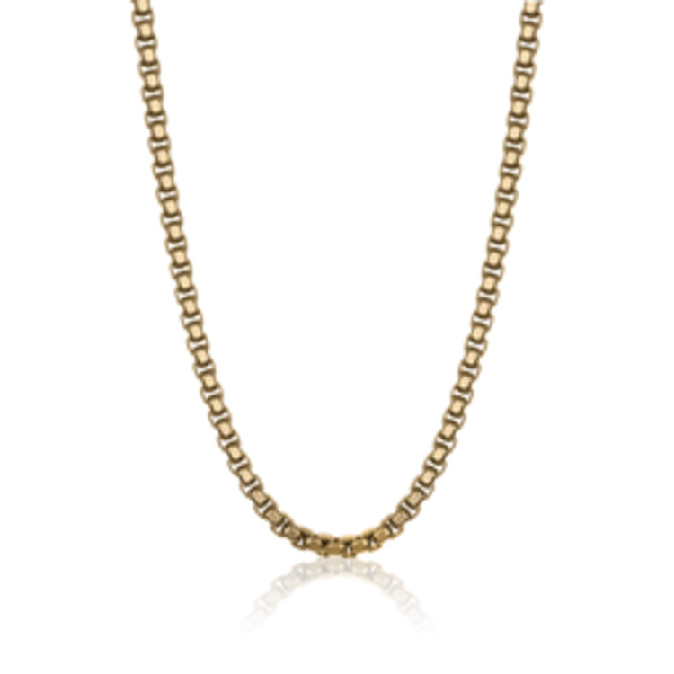 SYN17 ITALGEM GOLD PLATED STAINLESS STEEL 5.5MM 24” ROUND BOX CHAIN