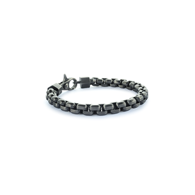 SMB184 ITALGEM  STAINLESS STEEL MATTE BLACK ROUND BOX  LINK BRACELET