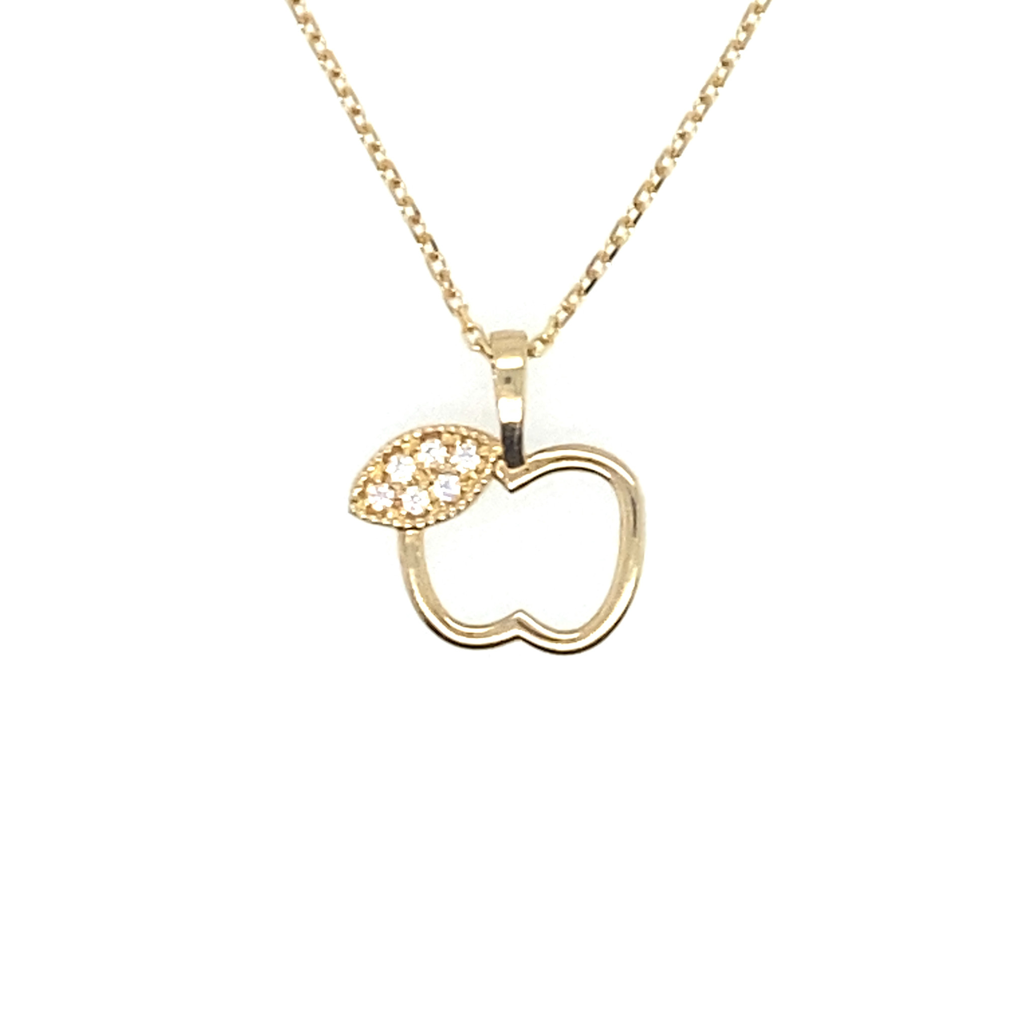 70127 14K YELLOW GOLD OPEN APPLE CUBIC ZIRCONIA PENDANT SET