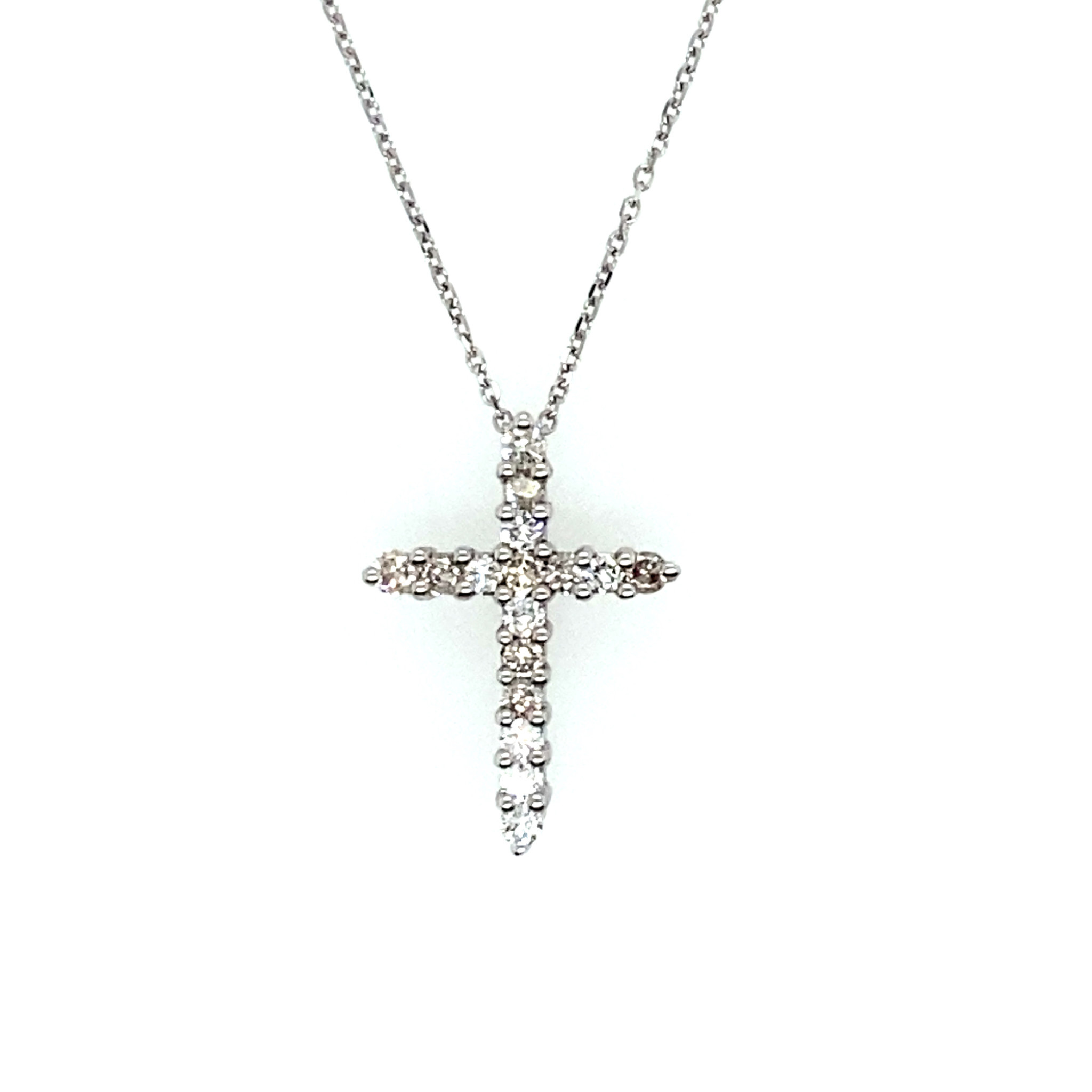 70141 14K WHITE GOLD .30TCW DIAMOND COMMON PRONG CROSS PENDANT SET