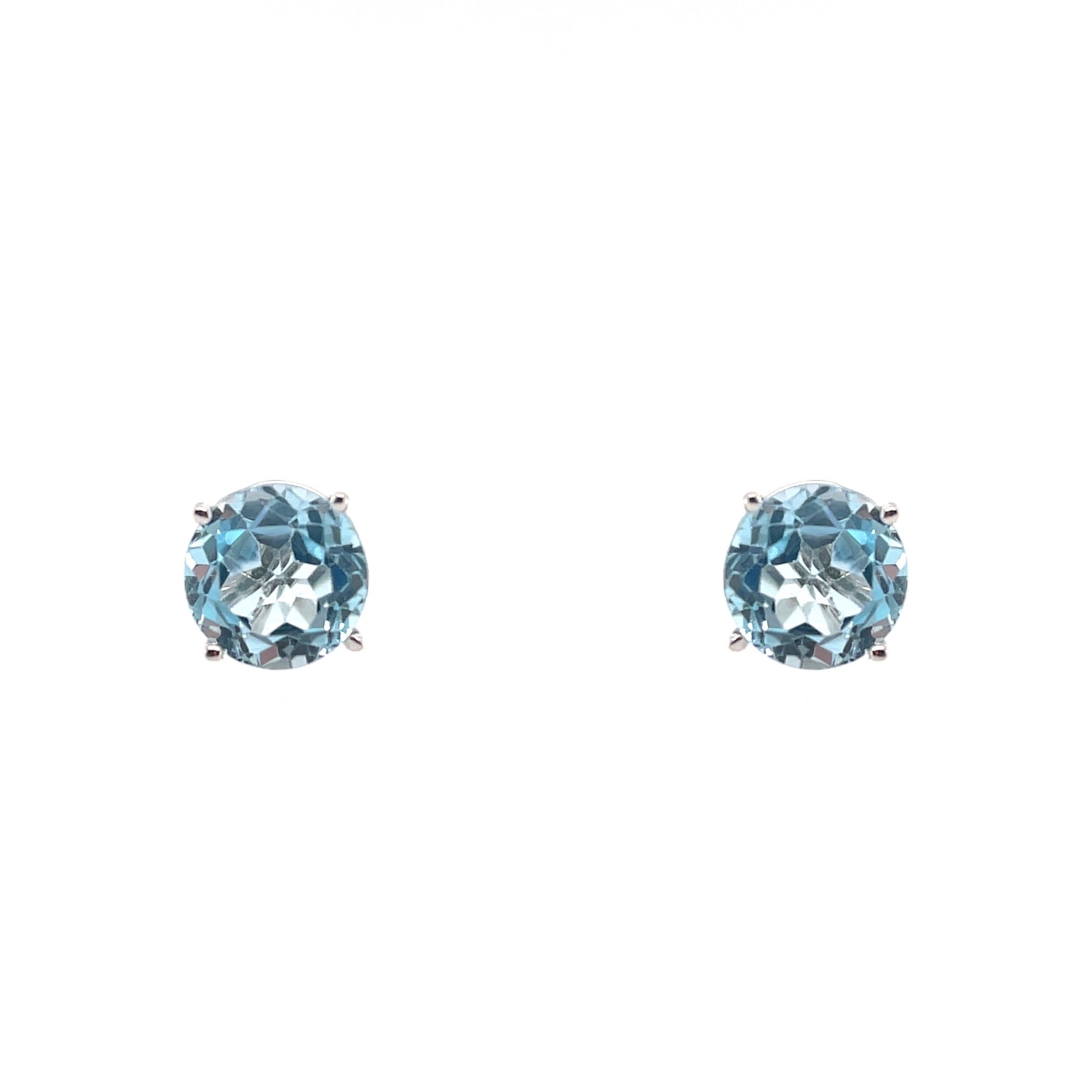 30438 14K WHITE GOLD 3.1CT BLUE TOPAZ STUDS