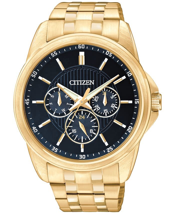 Citizen 013205106576 CITIZEN QUARTZ GOLD TONE BLACK FACE CHRONOGRAPH MENS WATCH