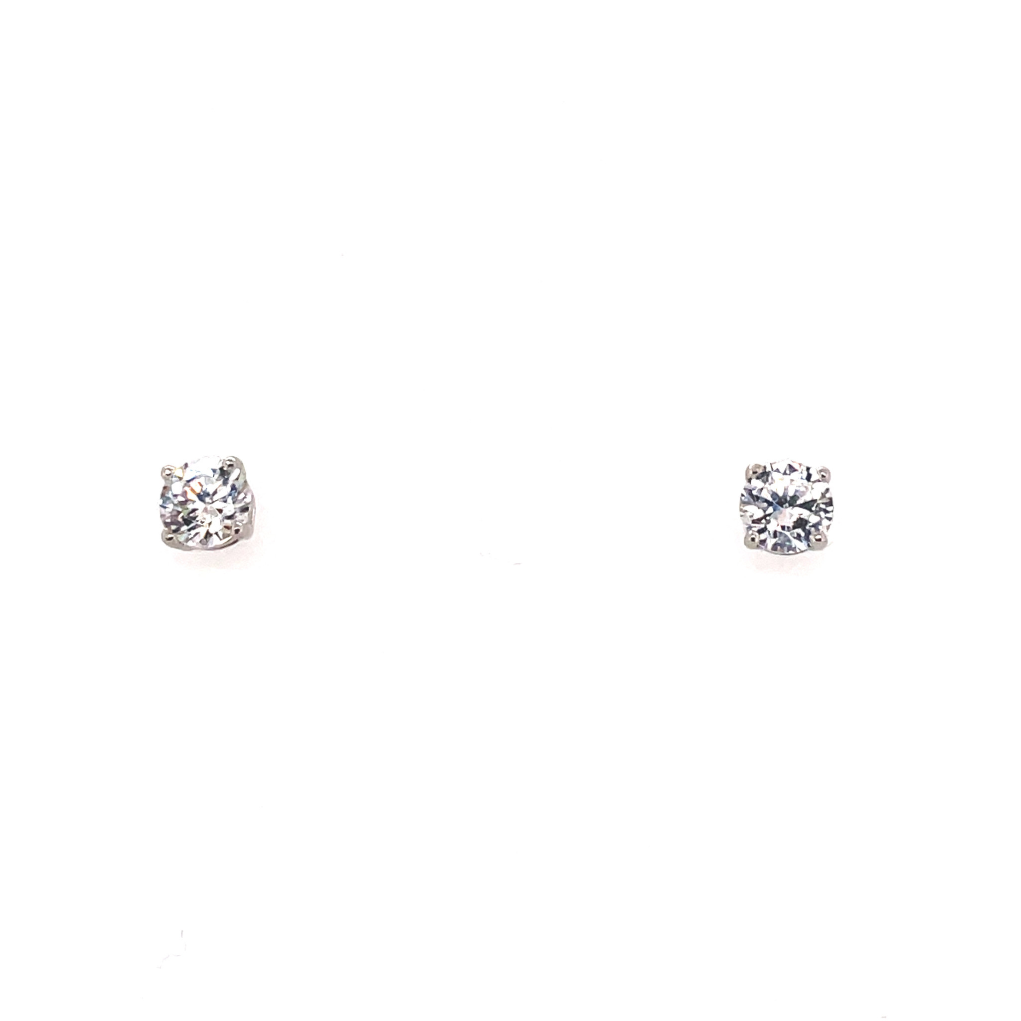 30045 STERLING SILVER 4MM ROUND CUBIC ZIRCONIA STUDS