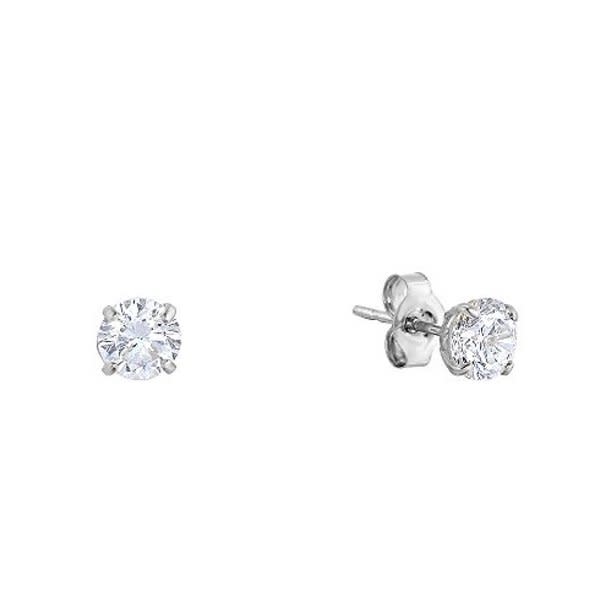 30517 14K WHITE GOLD 3MM ROUND CUBIC ZIRCONIA STUDS