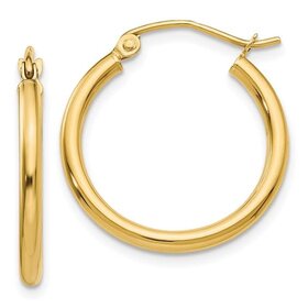 30465 14K YELLOW GOLD 1.9MM .75" TUBE HOOPS
