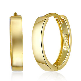 30470 14K YELLOW GOLD 1.75MM .43" FLAT PLAIN HIGH POLISH  HUGGIES
