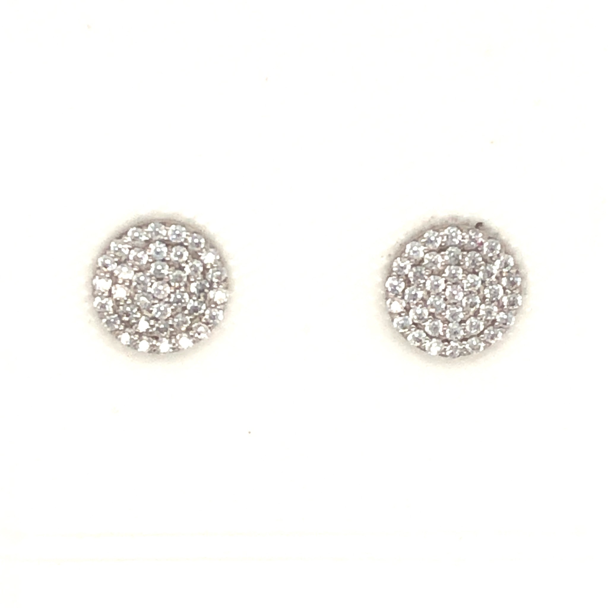 30455 14K WHITE GOLD ROUND PAVE SET CUBIC ZIRCONIA STUDS