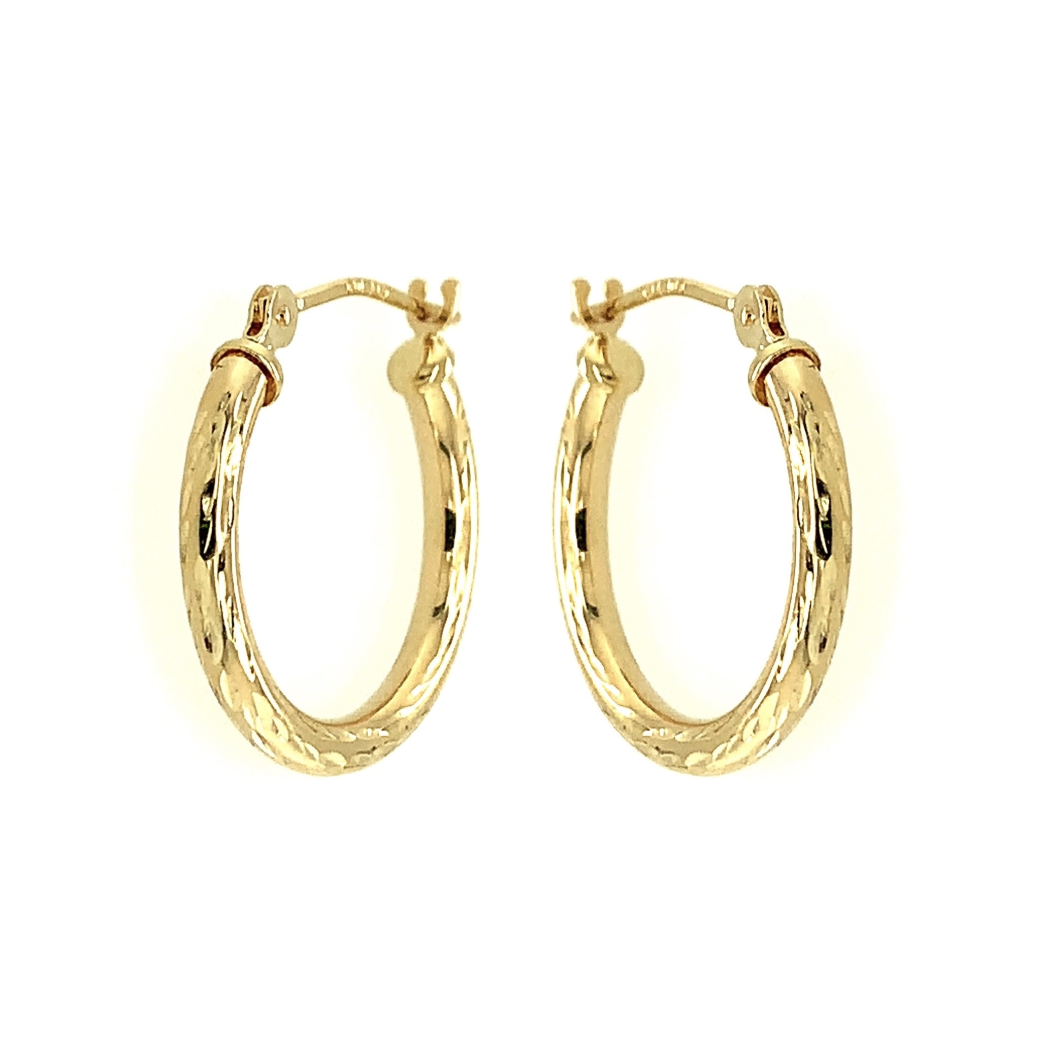 30477 14K YELLOW GOLD 1.75MM .75" DIAMOND CUT HOOPS