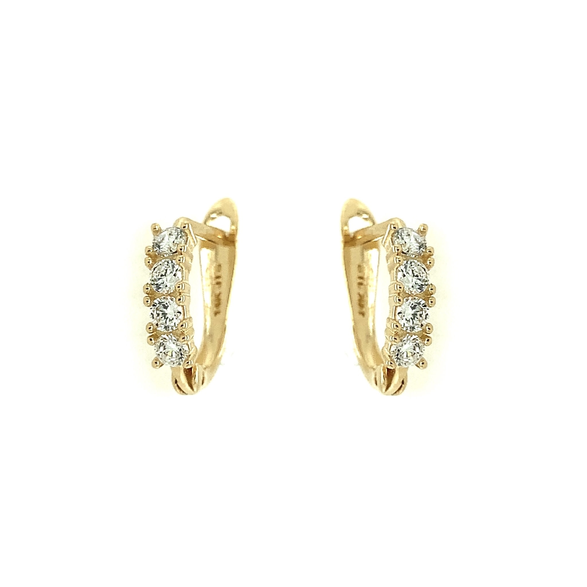 30482 14K YELLOW GOLD 4 STONE CUBIC ZIRCONIA HUGGIES
