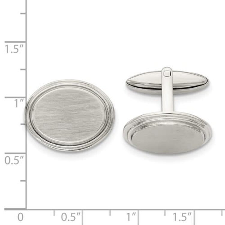 90001 Stainless Steel Mason Symbol Brushed and Polished Oval Cufflinks