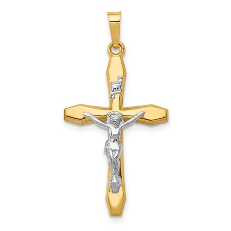 77146 14K 2 TONE HIGH POLISH CRUCIFIX
