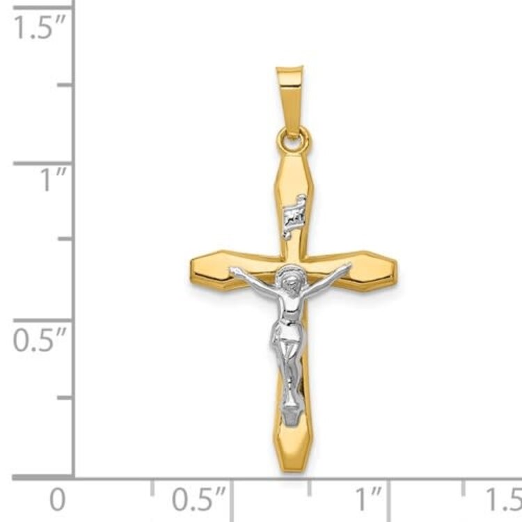 77146 14K 2 TONE HIGH POLISH CRUCIFIX
