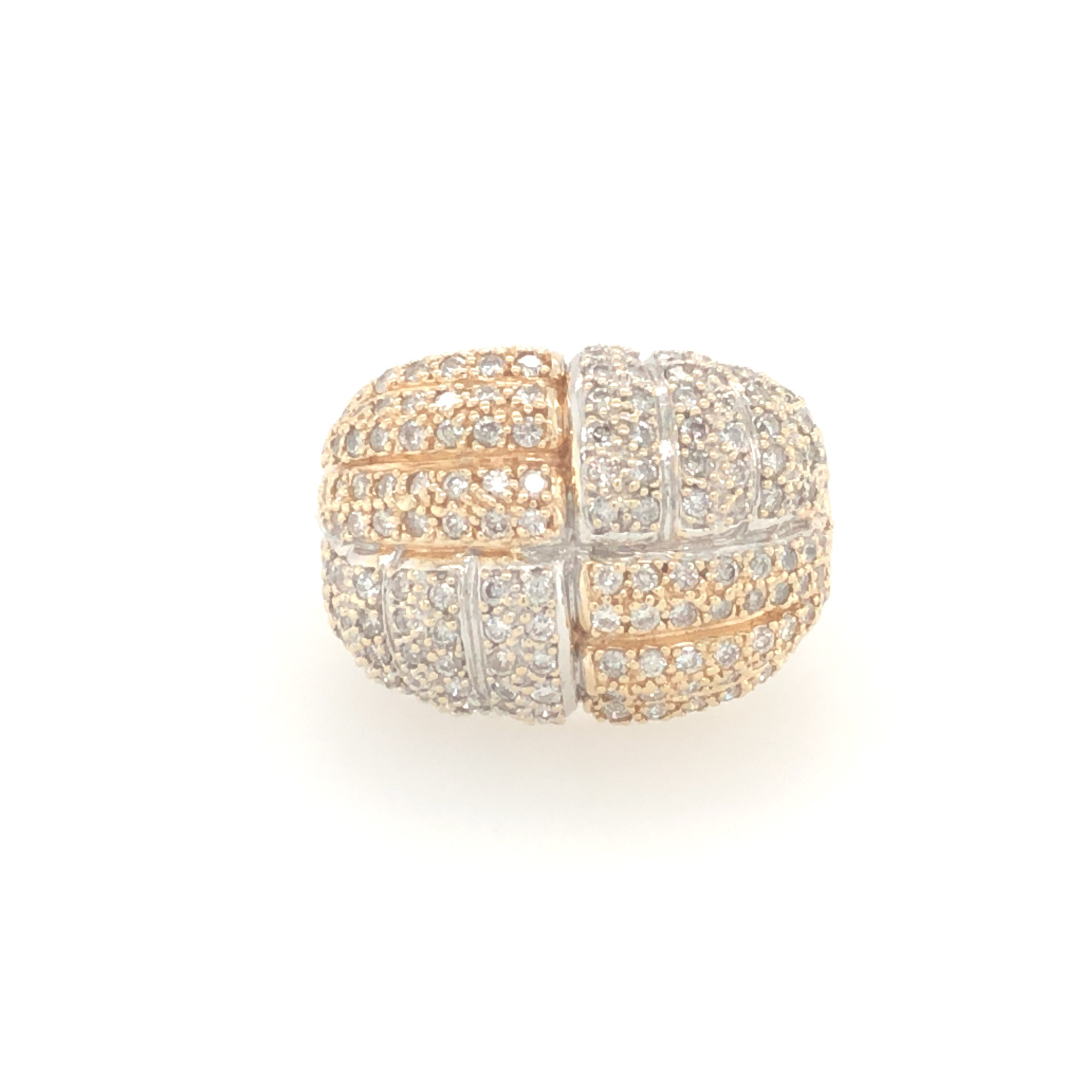 41138 14K 2 TONE DOMB RING WITH DIAMONDS IN A WEAVE RING