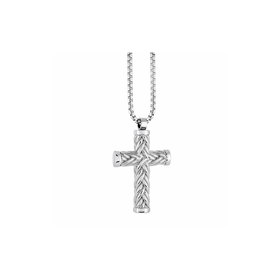 ITALGEM ITALGEM STAINLESS STEEL MENS BRAIDED DESIGN CROSS PENDANT SET