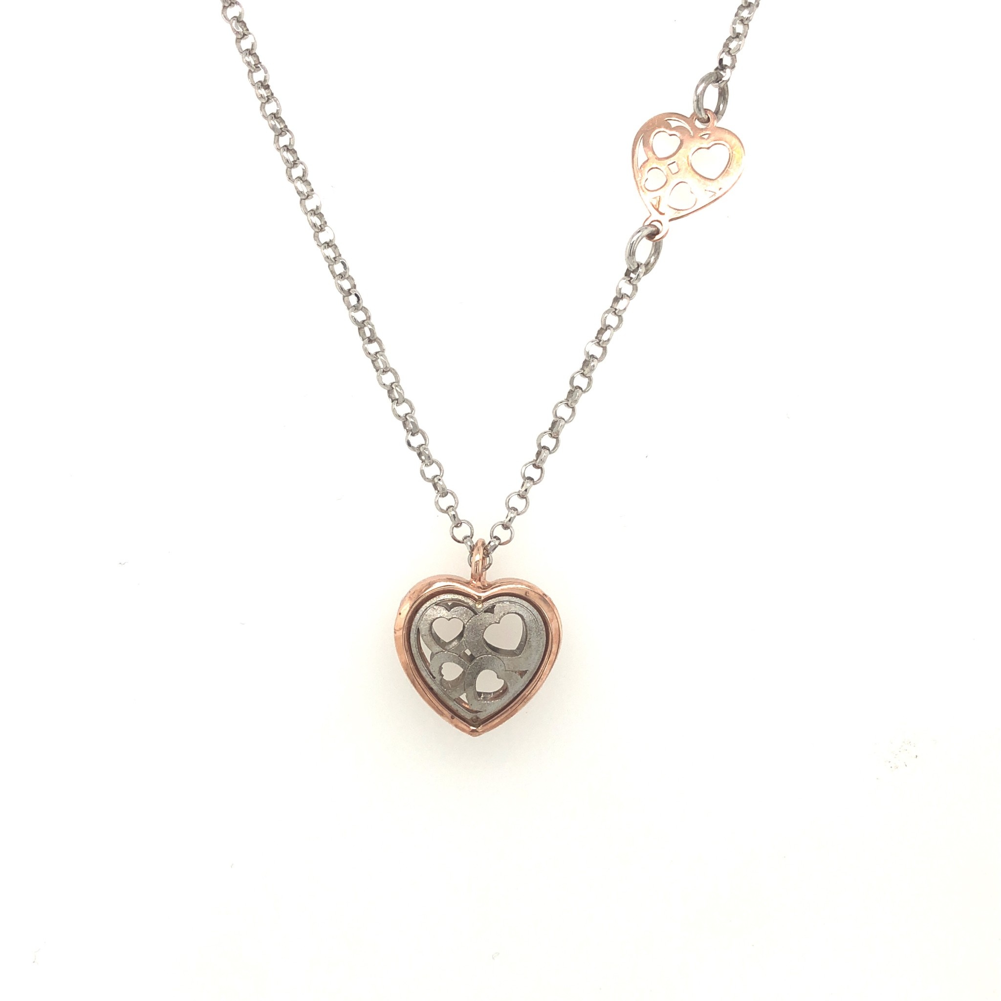 NOMINATION VERONA 2 TONE SILVER MULTI FILIGREE HEART NECKLACE 18’’
