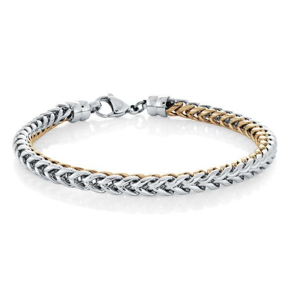 ITALGEM ITALGEM STAINLESS STEEL MENS TWO TONE PLATED DOUBLE SIDED 5MM FRANCO LINK BRACELET ITALGEM ITALGEM STAINLESS STEEL MENS TWO TONE PLATED DOUBLE SIDED 5MM FRANCO LINK BRACELET