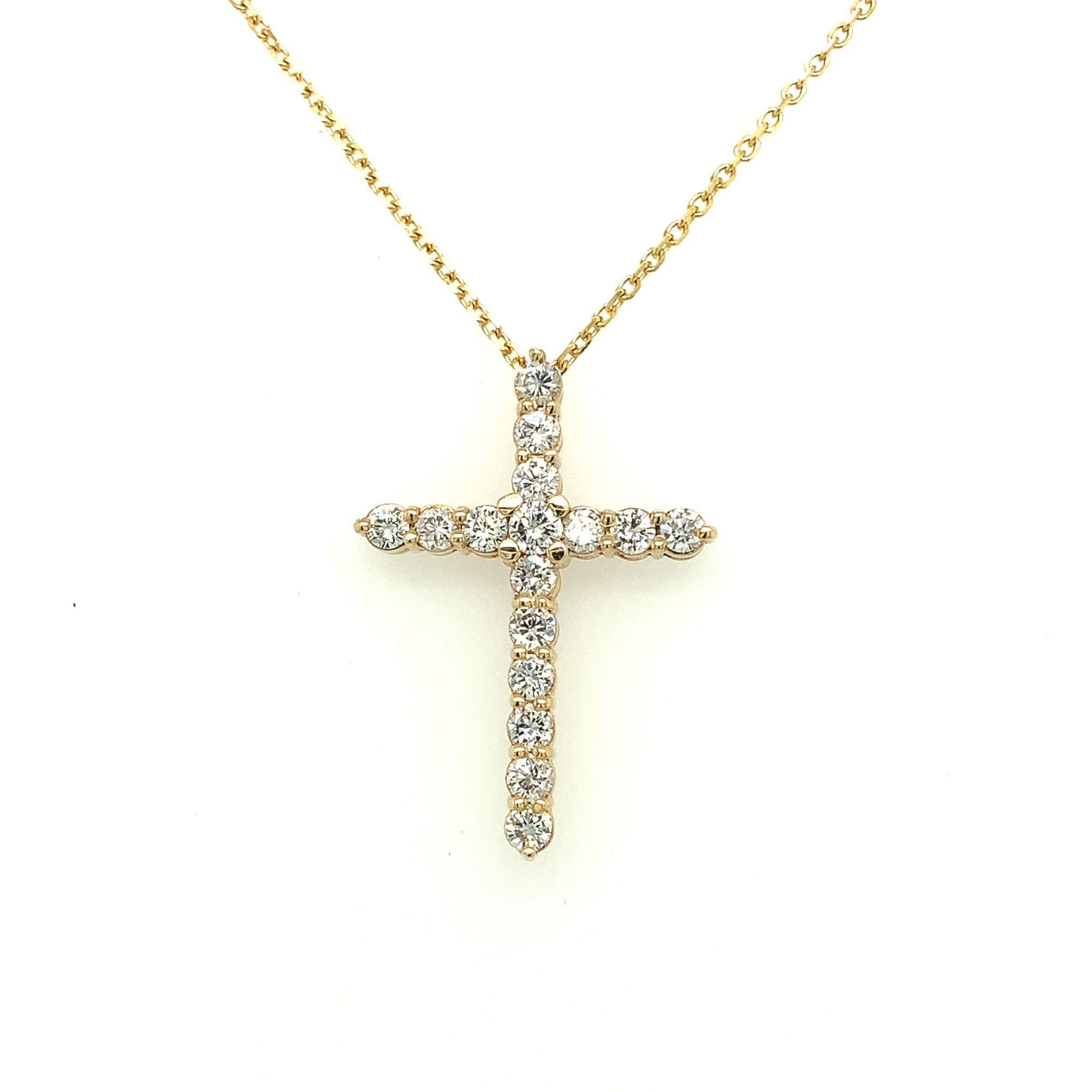 70123 14K YELLOW GOLD 1.10TCW DIAMOND COMMON PRONG CROSS PENDANT SET
