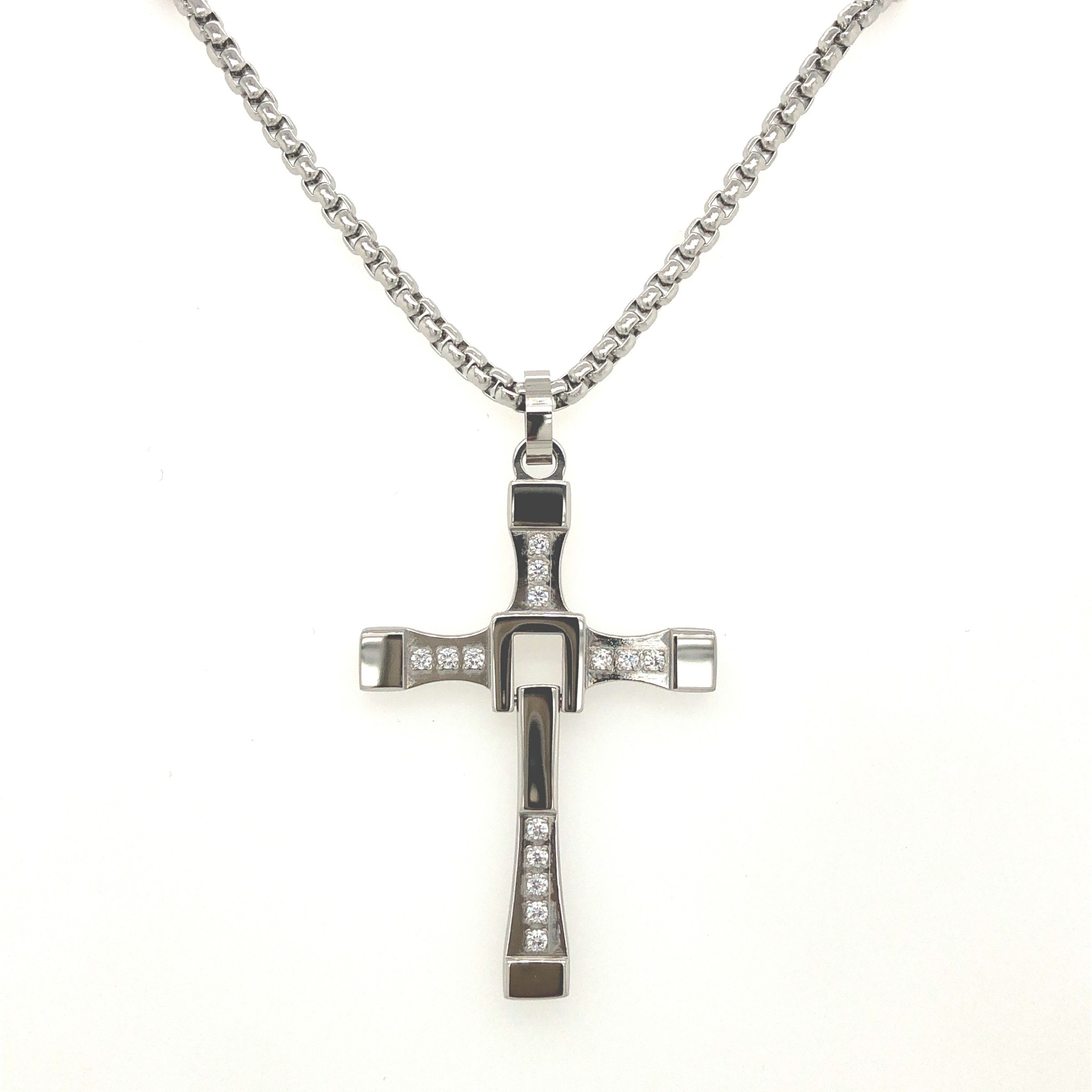 ITALGEM ITALGEM STAINLESS STEEL MENS CUBIC ZIRCONIA CROSS PENDANT SET ITALGEM ITALGEM STAINLESS STEEL MENS CUBIC ZIRCONIA CROSS PENDANT SET