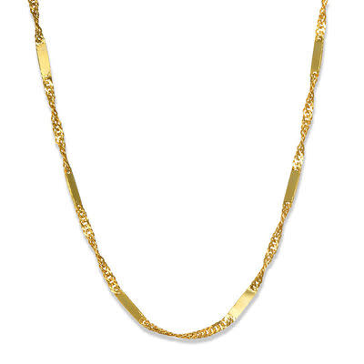 50105 14K YELLOW GOLD 22" SINGAPORE AND BAR LINK CHAIN