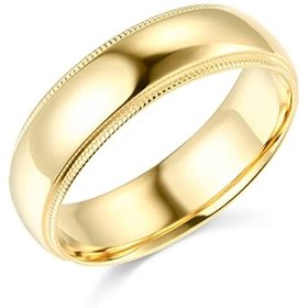 475089 14K YELLOW GOLD HIGH POLISH MILGRAIN DESING  6MM SIZE 9