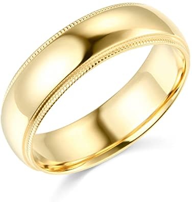 475089 14K YELLOW GOLD HIGH POLISH MILGRAIN DESING 6MM SIZE 9
