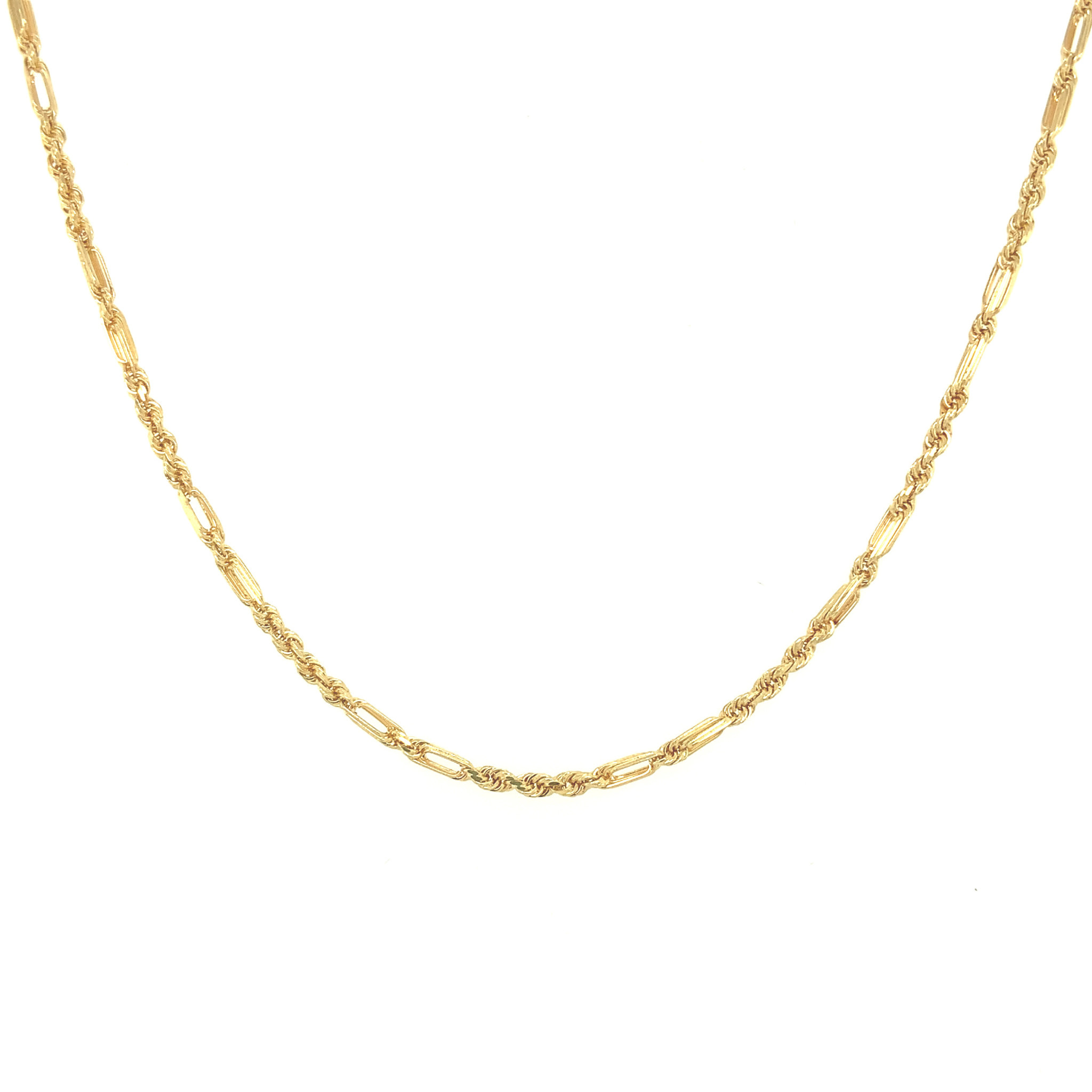 50134 14K YELLOW GOLD 20" FANCY ROPE AND TWISTED FIGURE 8 LINK CHAIN