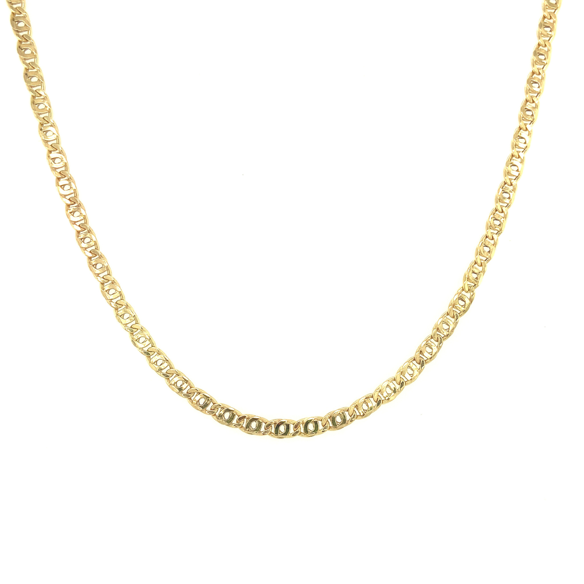 50144 18K YELLOW GOLD 2.8MM 24" TIGERS EYE LINK HOLLOW CHAIN