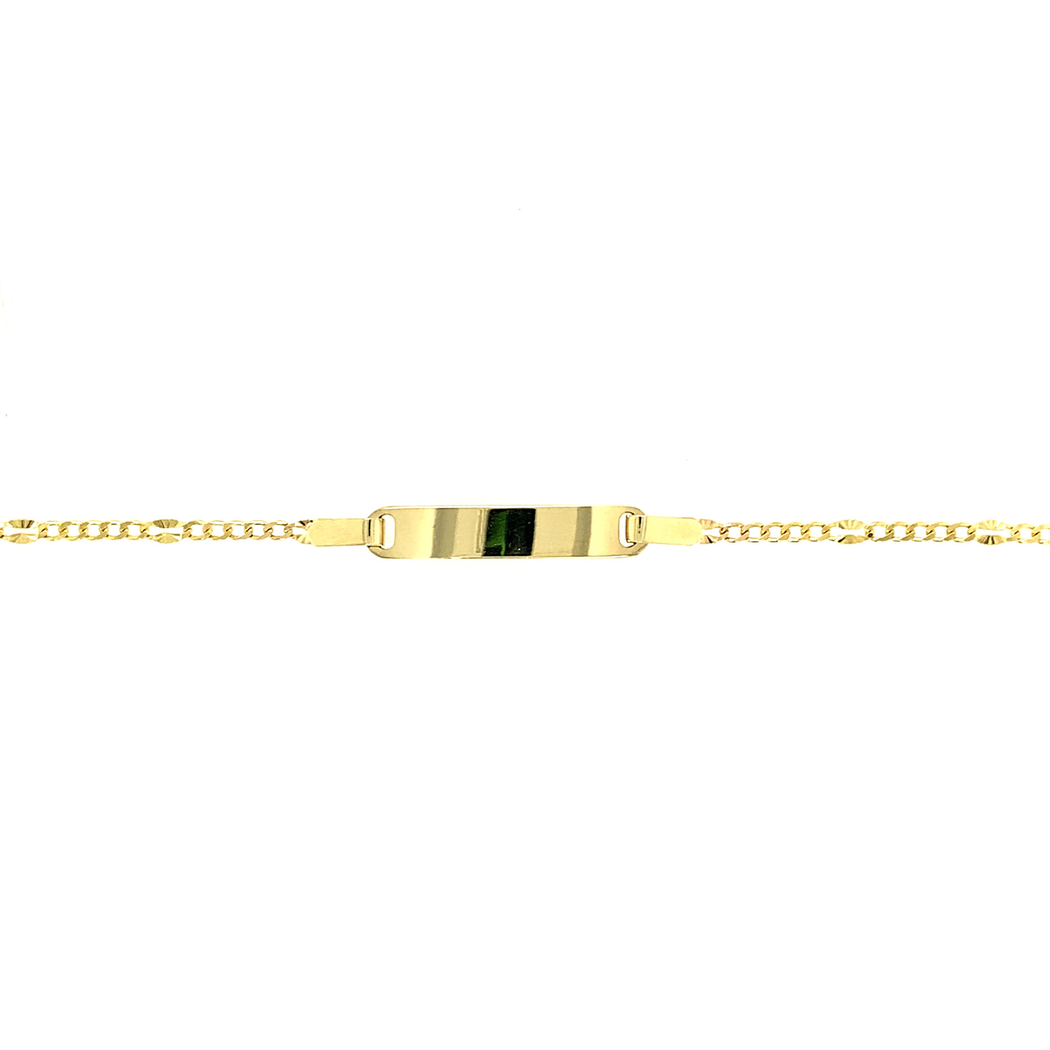 20088 14K YELLOW GOLD CUBAN AND STARBURST LINK BABY NAME ID BRACELET