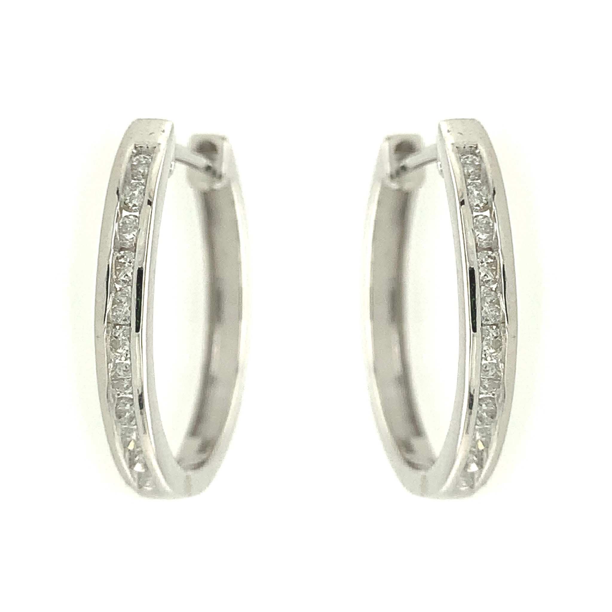 30526 14K WHITE GOLD .33TCW DIAMOND CHANNEL SET HOOPS