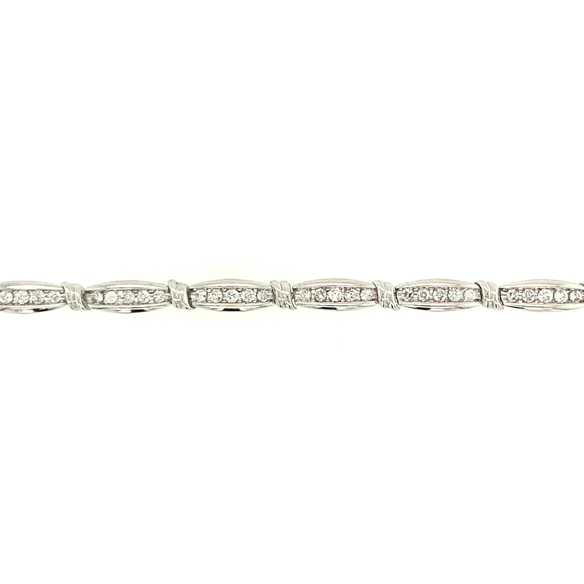 20090 10K WHITE GOLD 1CT DIAMOND CHANNEL SET BAR LINK TENNIS BRACELET