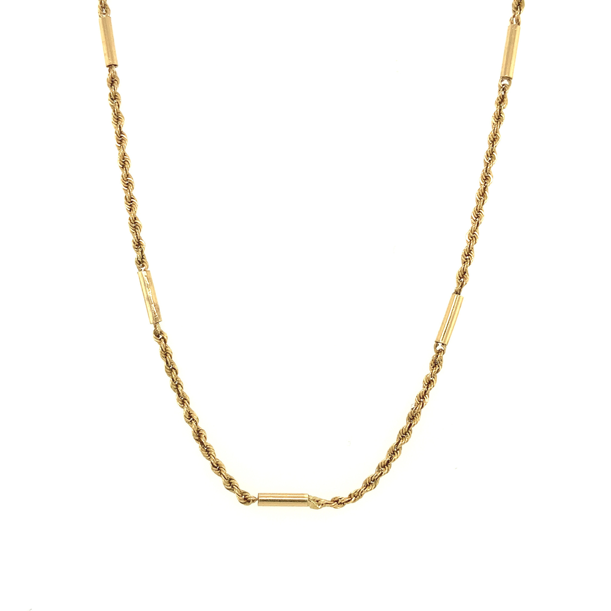 50135 14K YELLOW GOLD 17" ROPE AND BAR LINK CHAIN