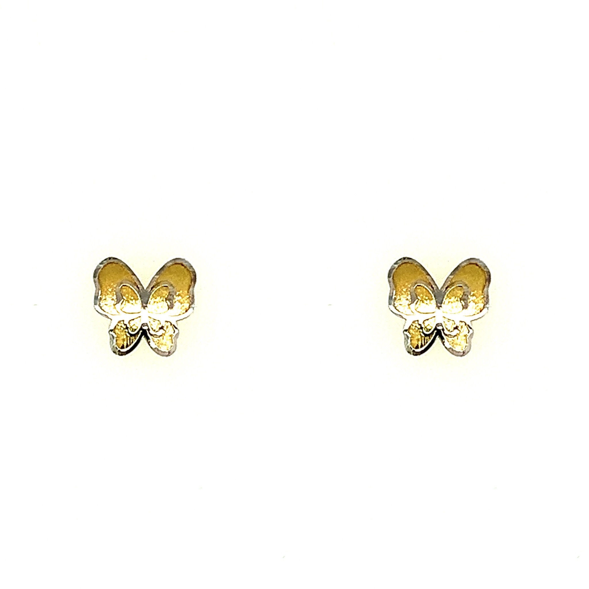 30515 18K 2 TONE BUTTERFLY SCREW BACK STUDS