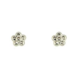30524 18K WHITE GOLD 4MM PLAIN FLOWER SCREW BACKS