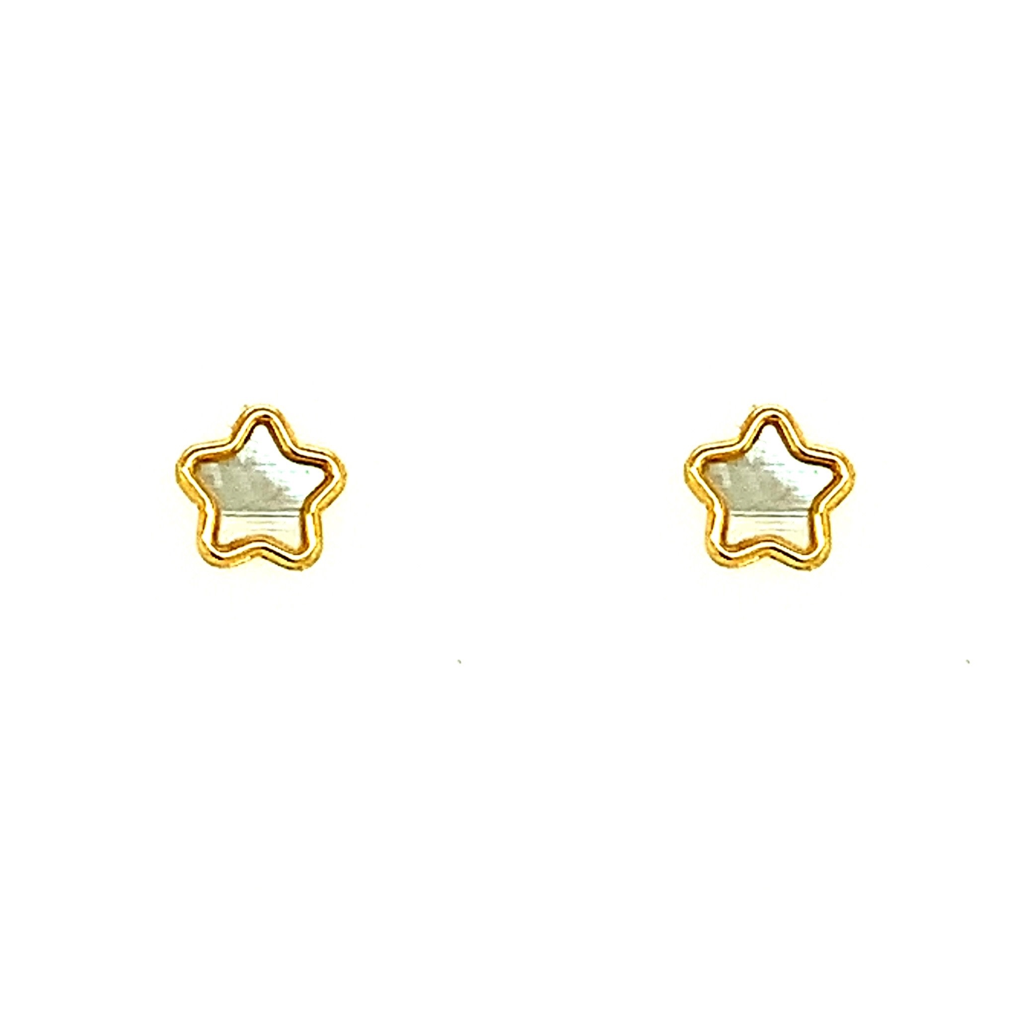 30525 18K YELLOW GOLD MOTHER OF PEARL STAR SCREW BACK STUDS 30525 18K YELLOW GOLD MOTHER OF PEARL STAR SCREW BACK STUDS