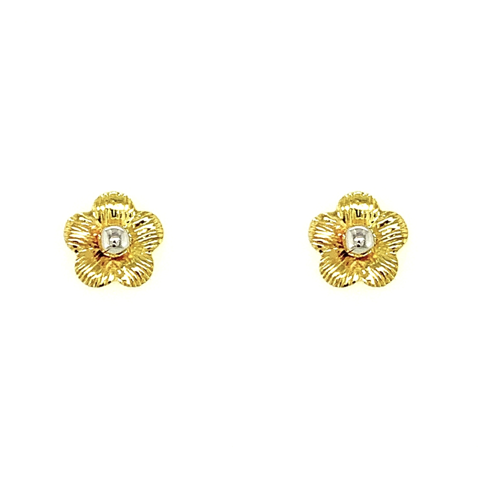 30512 18K 2 TONE BALL CENTER FLOWER SCREW BACK STUDS
