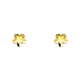 30510 18K YELLOW GOLD SATIN CENTER 5 PETAL FLOWER SCREW BACK STUDS