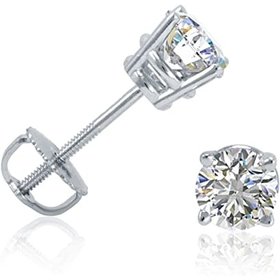 30534 14K WHITE GOLD ROUND .63CT G SI1 DIAMOND SCREW BACK EARRINGS