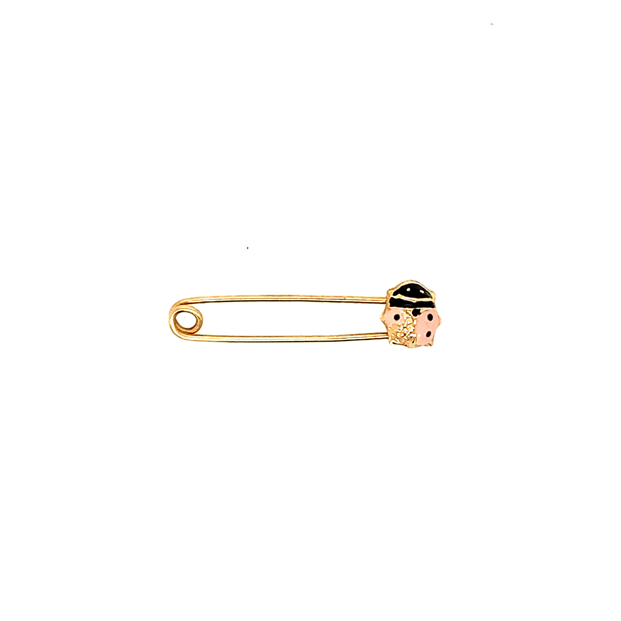 78038 14K YELLOW GOLD .85MM WITH ENAMEL LADY BUG SAFTEY PIN