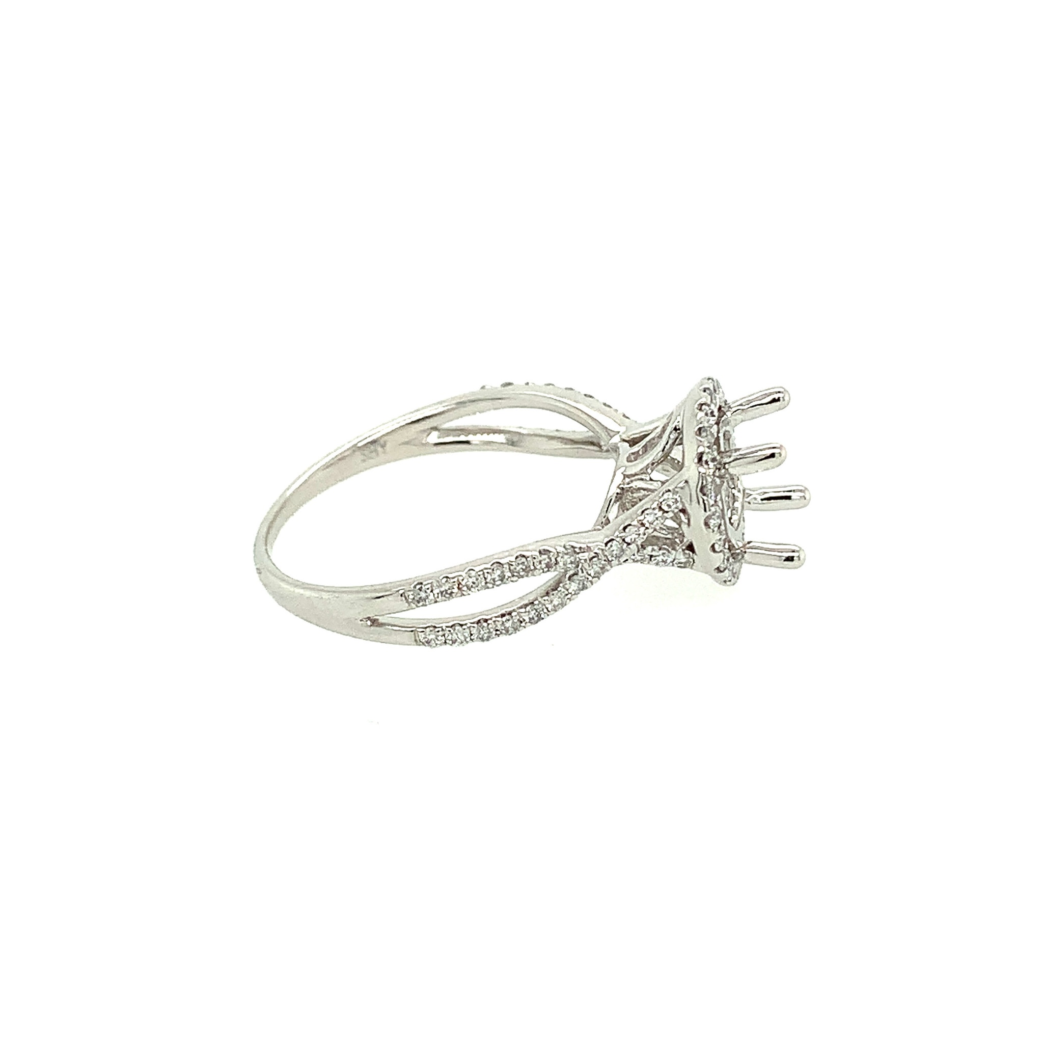475128 14K WHITE GOLD ROUND CENTER WITH .35CT DIAMOND HALO & OPEN DOUBLE SETTING ENGAGEMENT RING