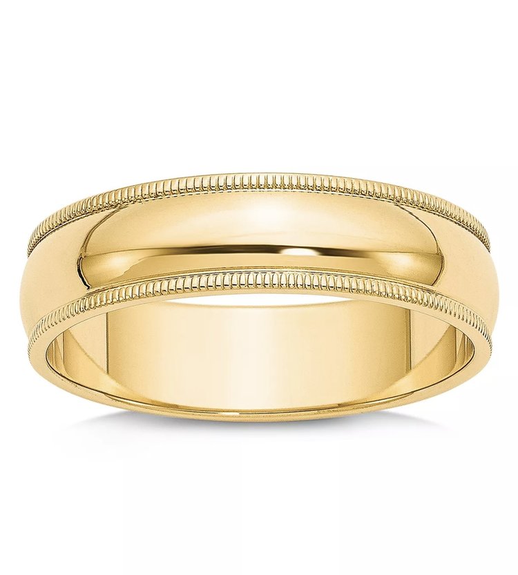 475690 14K YELLOW GOLD 5.25MM MILGRAIN WEDDING BAND SIZE 9
