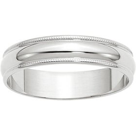 475104 14K WHITE GOLD HIGH POLISH MILGRAIN 3.25MM WEDDING BAND SIZE 7.5